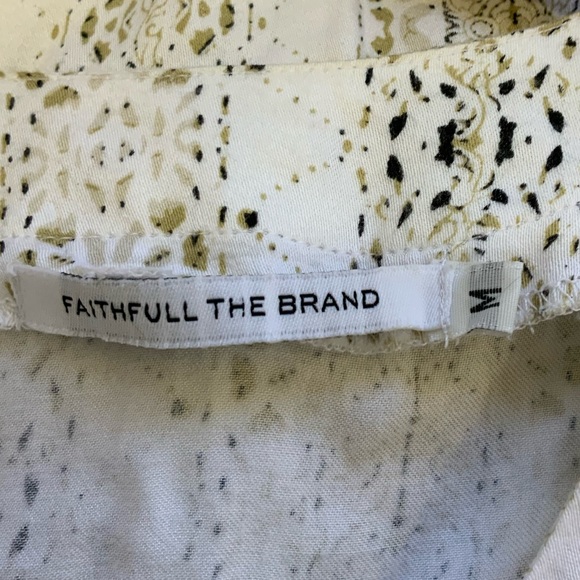 Faithfull The Brand White and Green Lace Up Dress/Tunic/Swim Cover Up size M - Picture 4 of 6